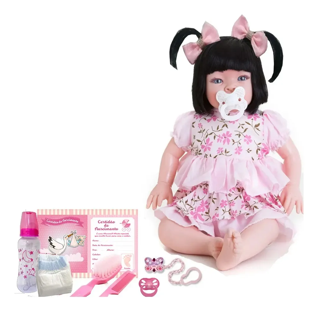 Boneca Estilo Bebê Reborn Acessorios