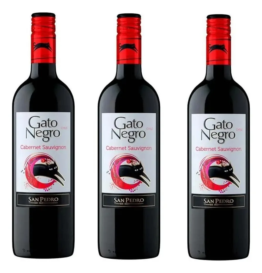 Kit 3 Vinhos Gato Negro Cabernet Sauvignon Tinto - 750ml