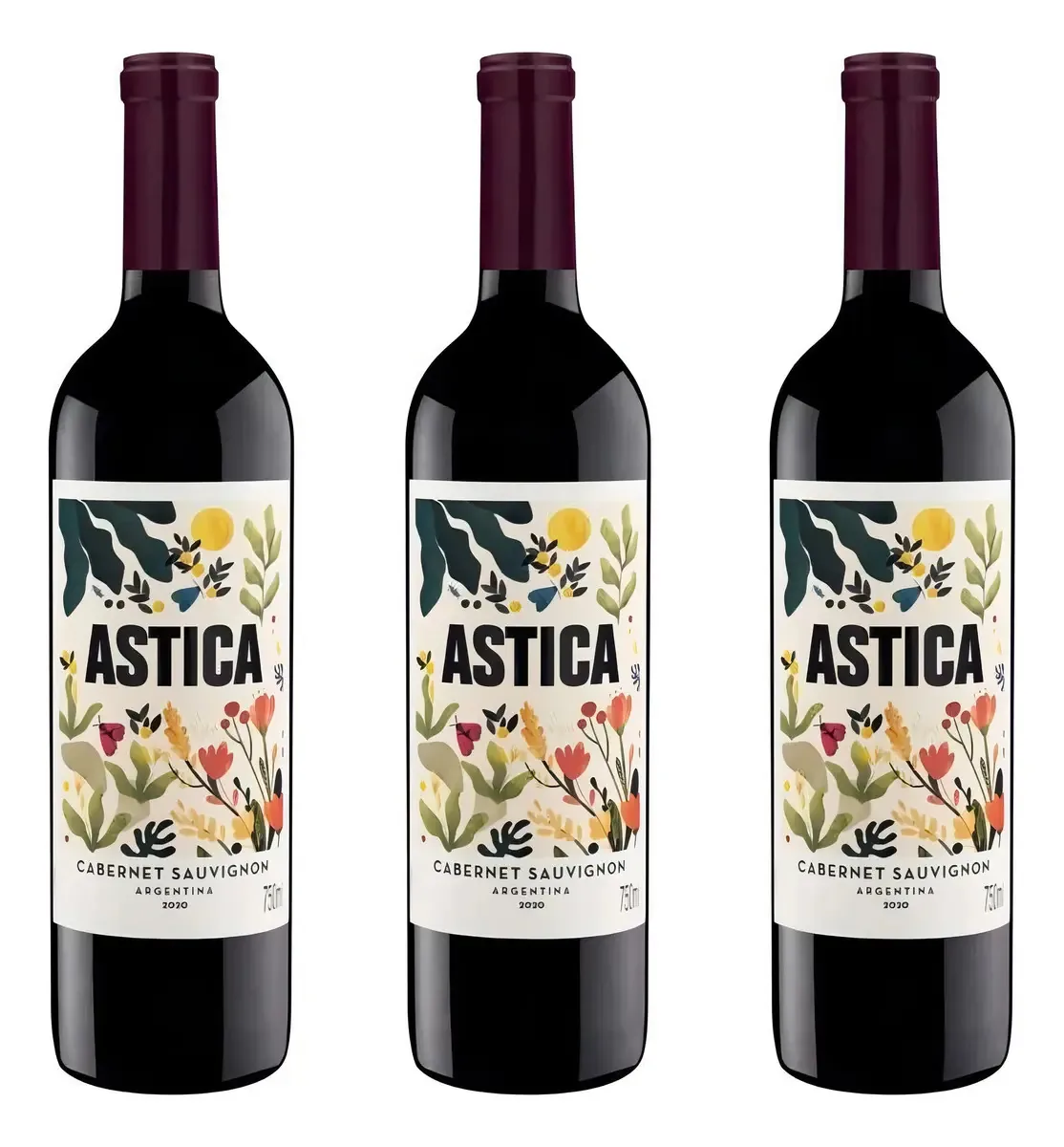 Kit 3 Vinhos Trapiche Astica Cabernet Sauvignon Tinto 750ml