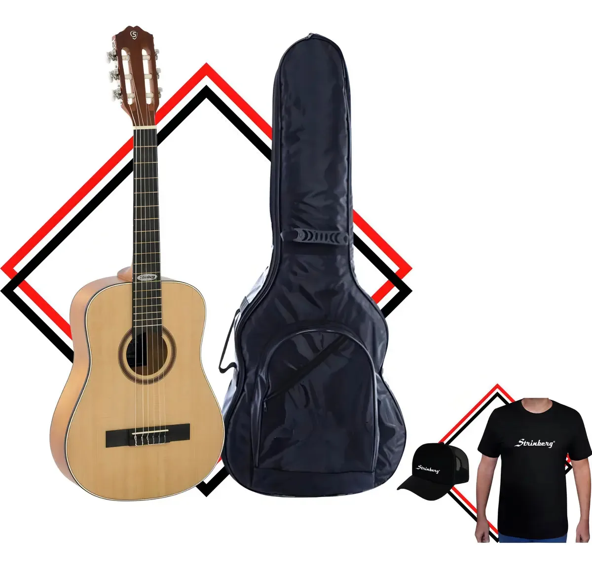 Violao Infantil Acustico Strinberg Si34 Ns + Acessórios