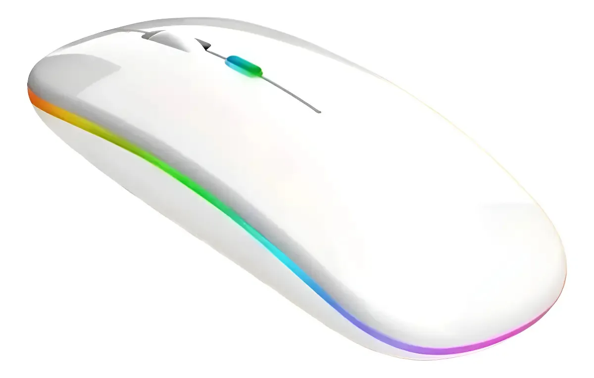 Mouse Sem Fio Bluetooth E 2.4ghz Recarregável Slim Branco