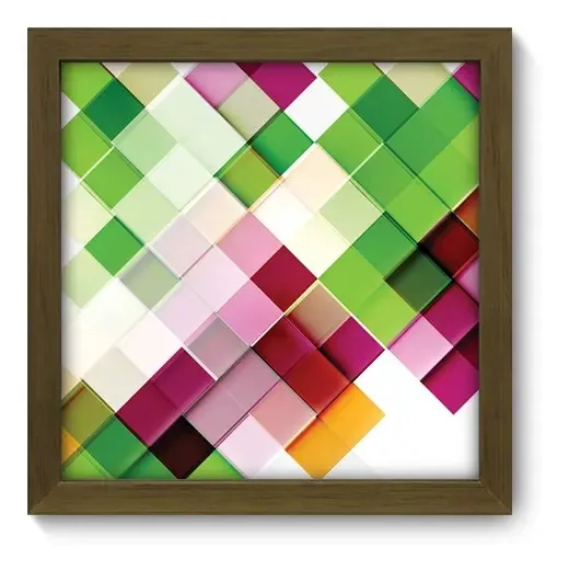 Quadro Decorativo - Quadrados - 22cm X 22cm - 005qda Armação Marrom
