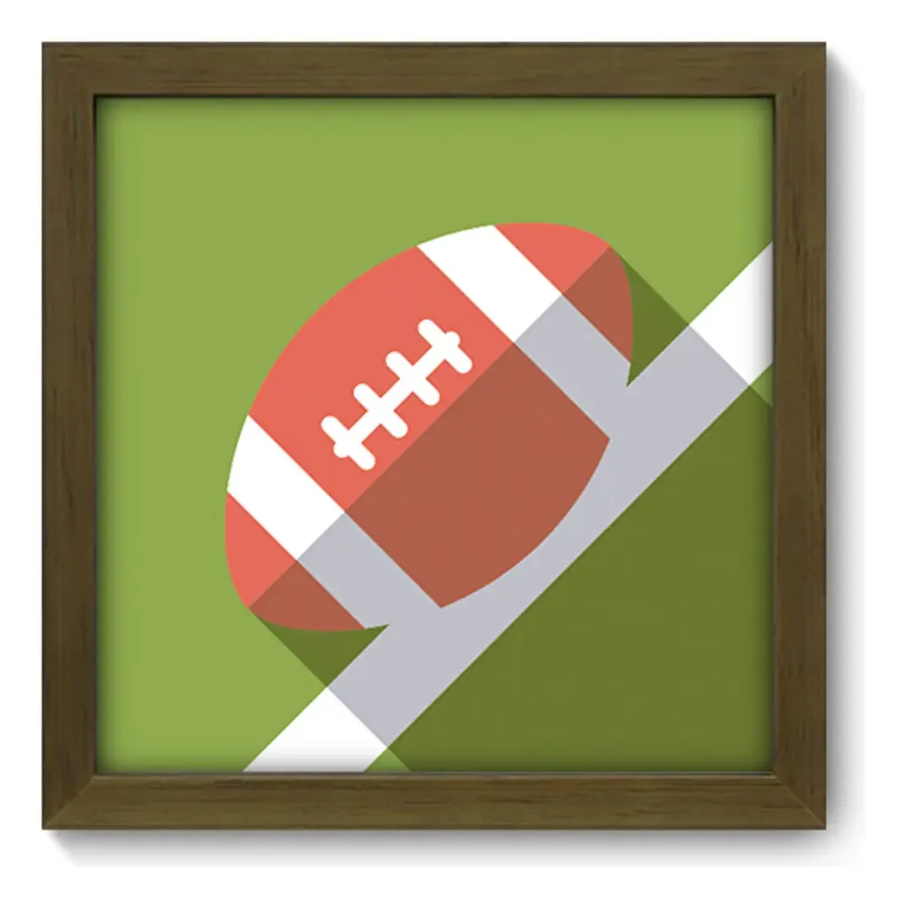Quadro Com Moldura Marrom Futebol Americano N2027 - 22x22cm