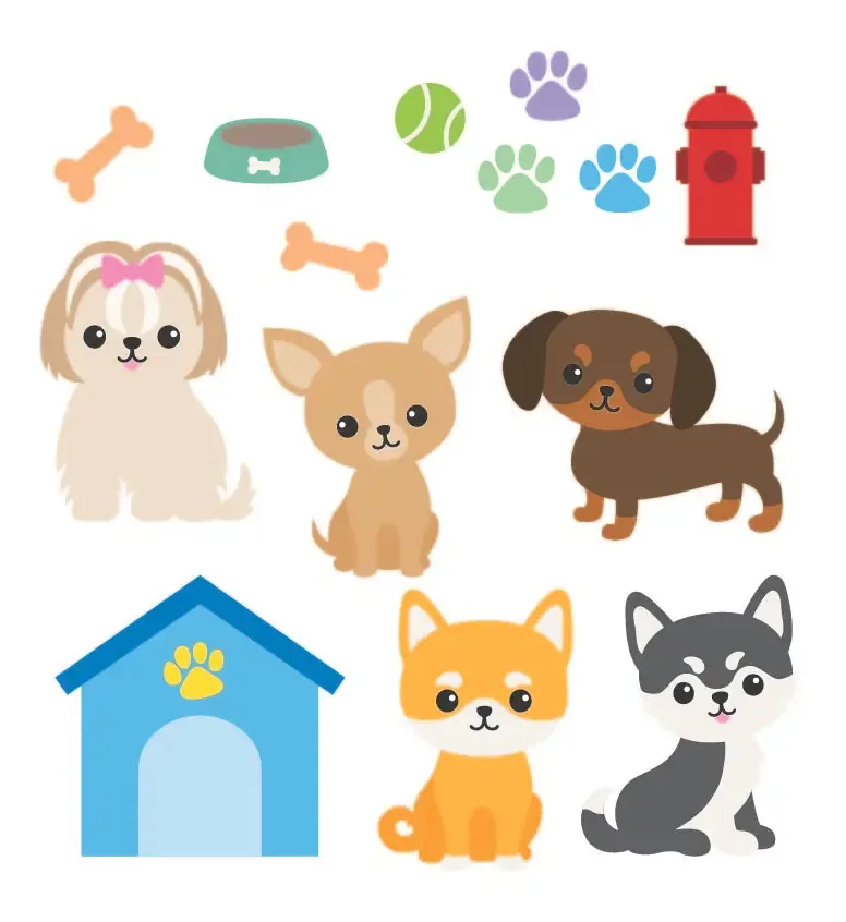 Adesivo De Parede Infantil Cachorros Pet Shop Quarto 449ir Colorido