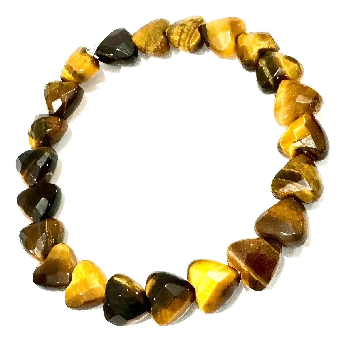 Pulseira Olho de Tigre Sextavado Shakti Artigos Pedra 8mm Marrom 20cm