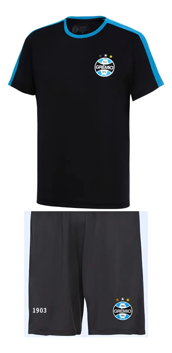 Conjunto Infantil Grêmio - Shorts E Camisa Tricolor Cor Preto E Preto Tamanho 2