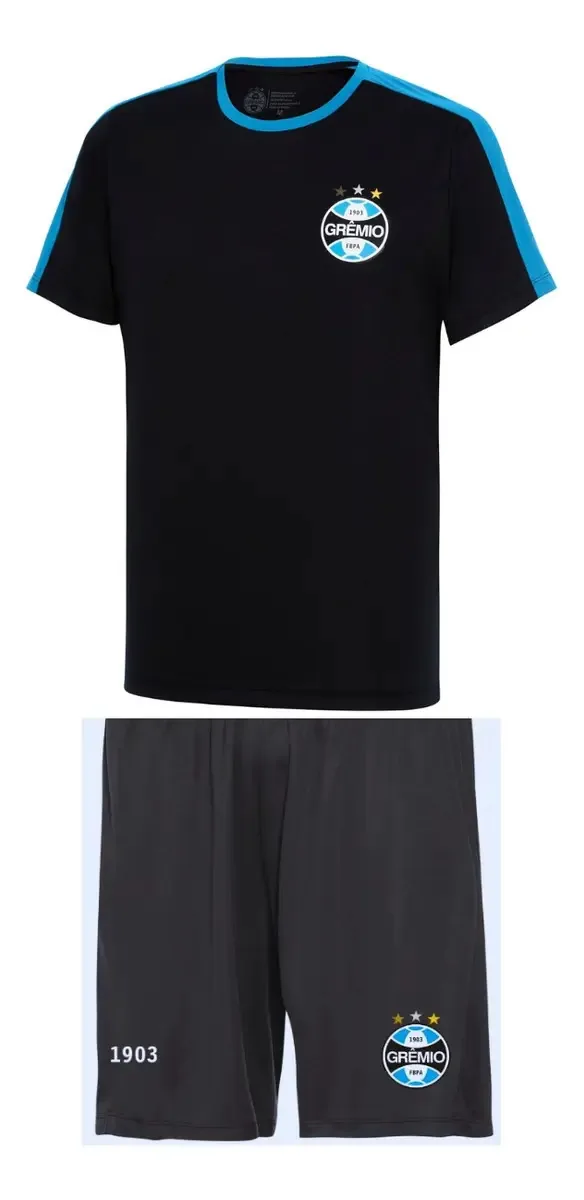 Conjunto Infantil Grêmio - Shorts E Camisa Tricolor Cor Preto E Preto Tamanho 4