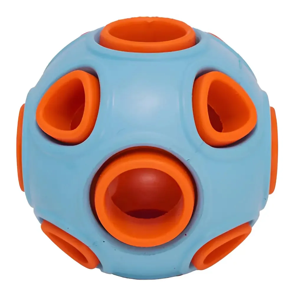 Brinquedo Mordedor Para Cachorro Bola Lunar Pequena Petisco Cor Azul E Laranja