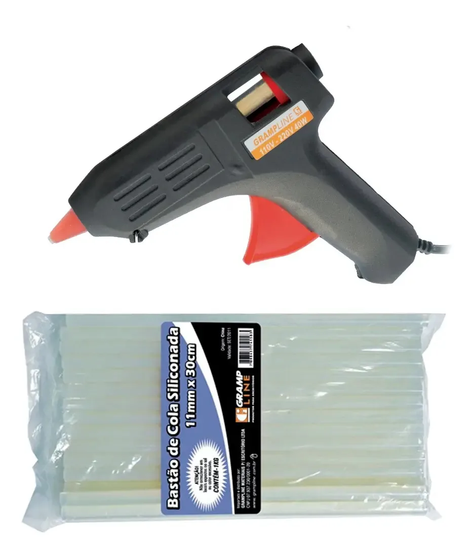 Kit Pistola De Cola Quente Gt-40 + 1 Kg De Cola Cor Preto