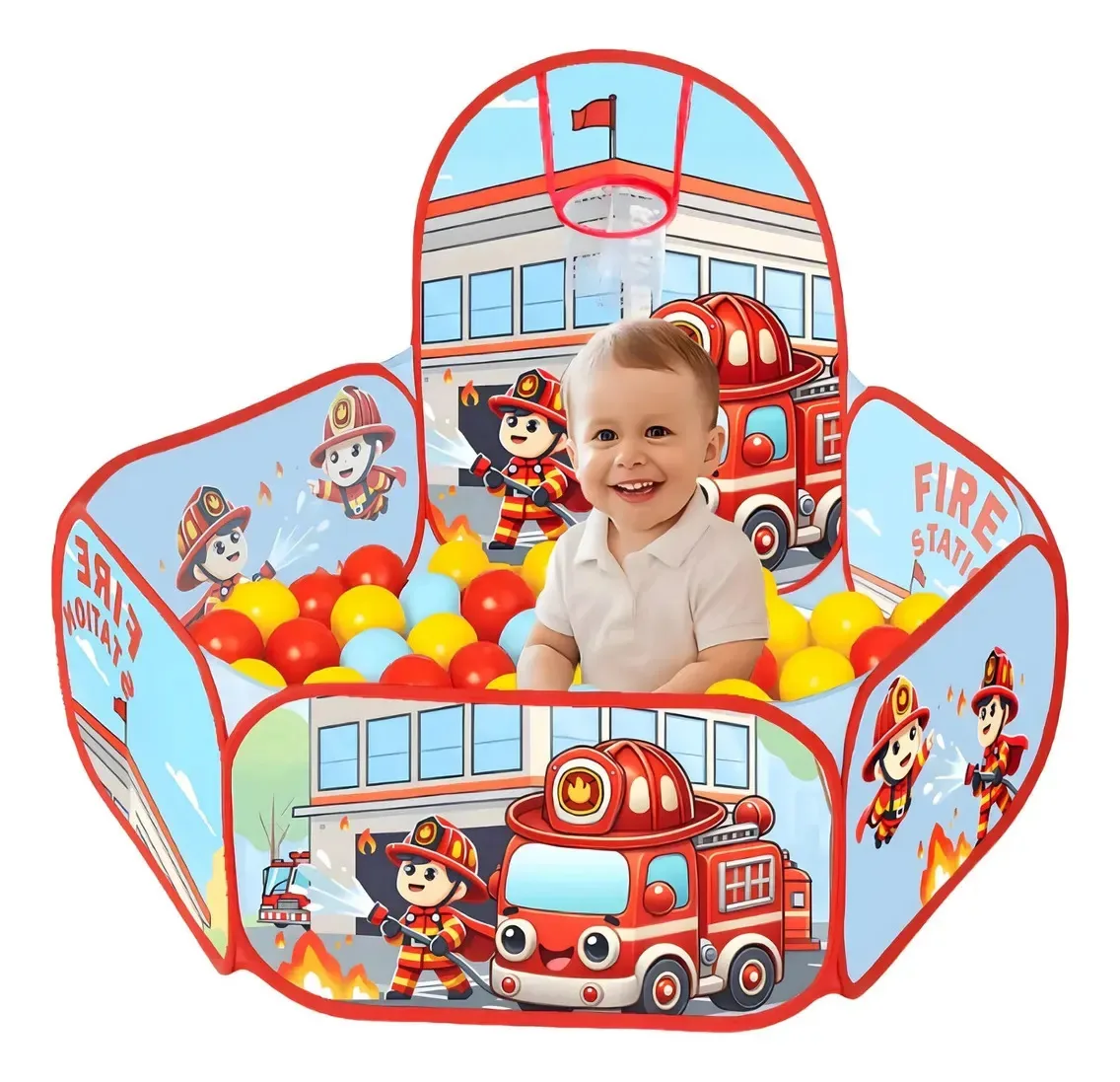 Piscina de Bolinhas Infantil Com Cestinha Menino Querubrin