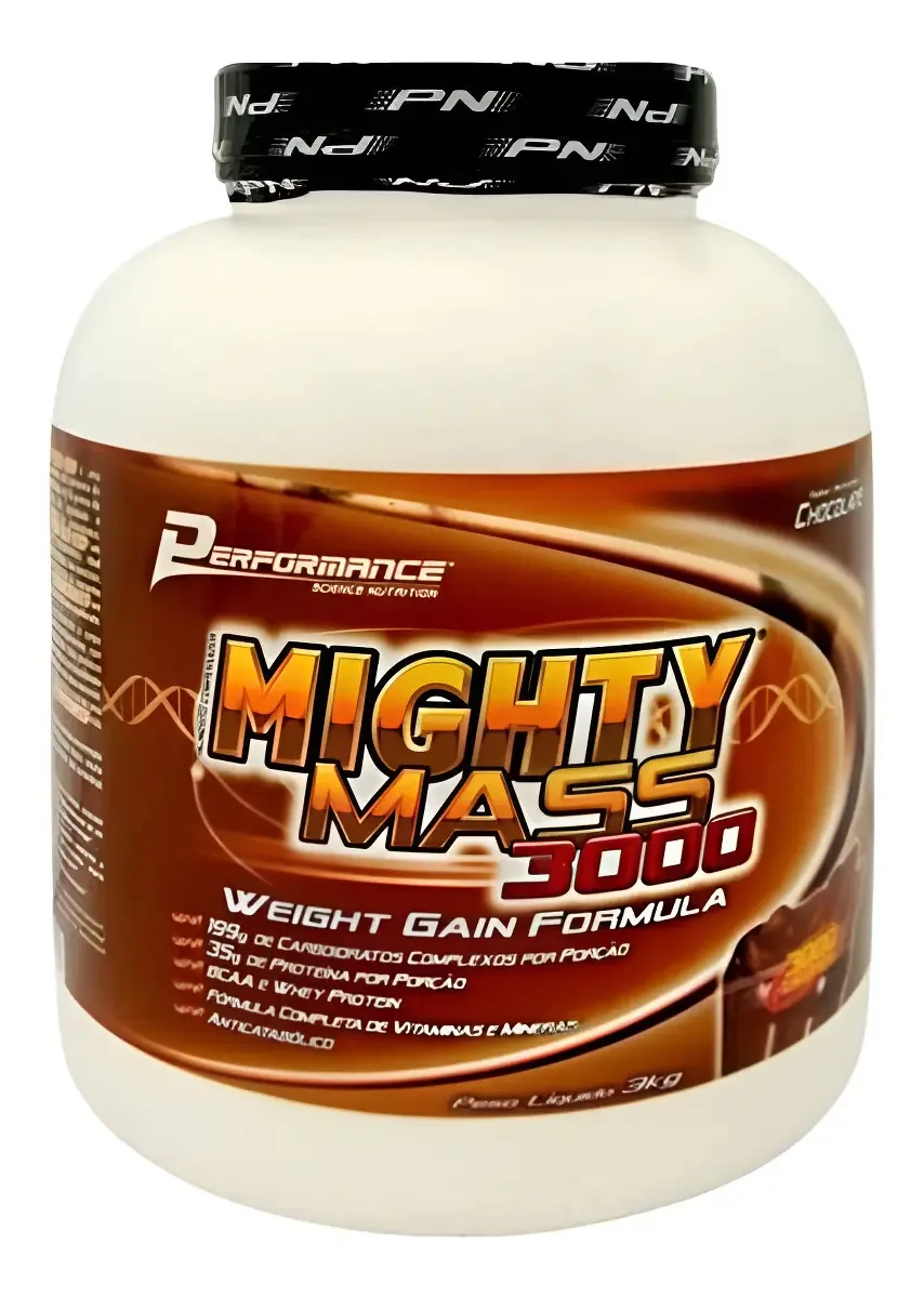 Mighty Mass 3kg Performance Nutrition Hipercalóricos Sabor Chocolate