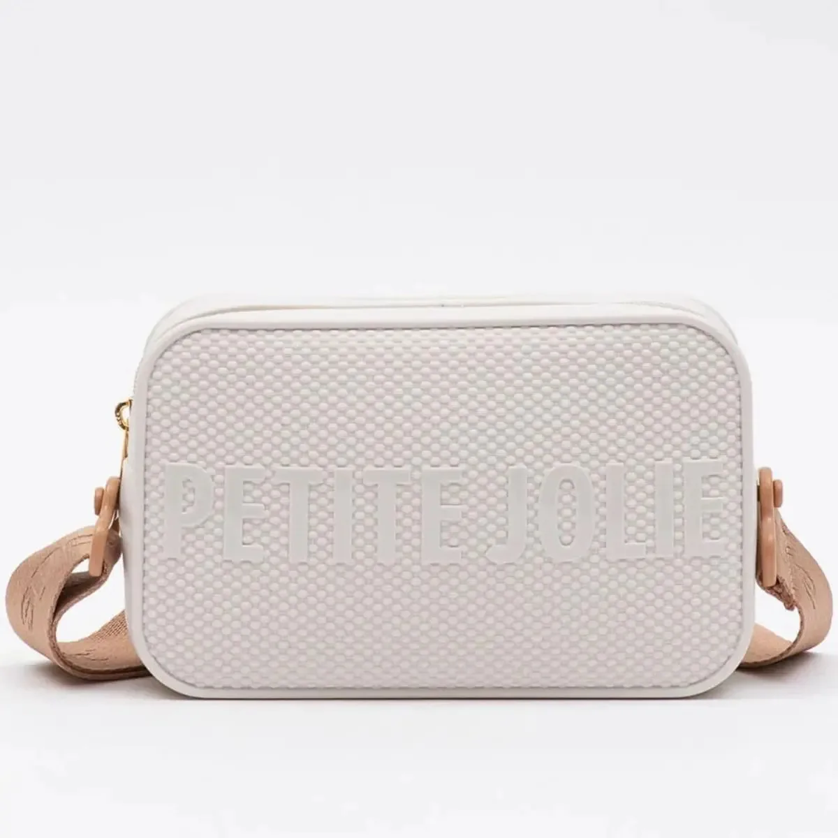 Bolsa de Ombro Petite Jolie Smash Bag Branca e Avelã com Ferragens Ouro