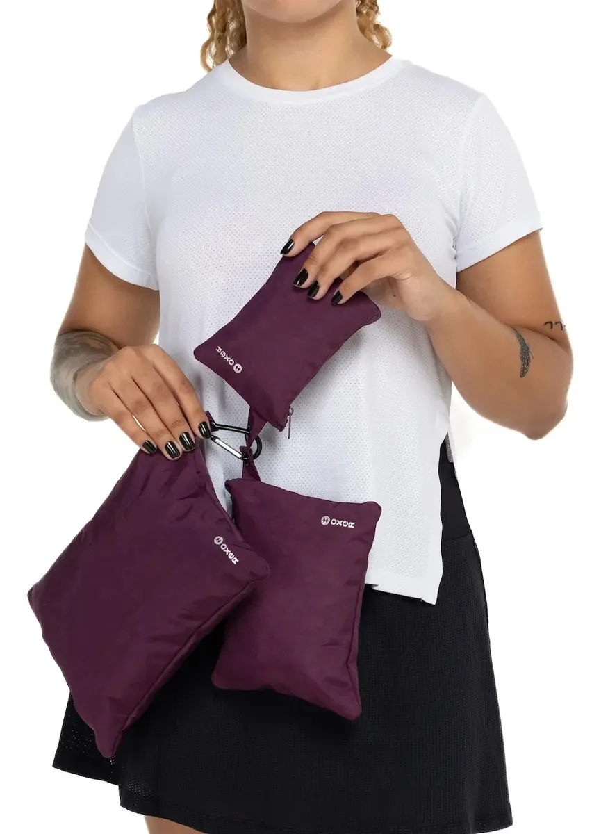 Kit De Necessaires Oxer Com 3 Unidades Cor Vinho