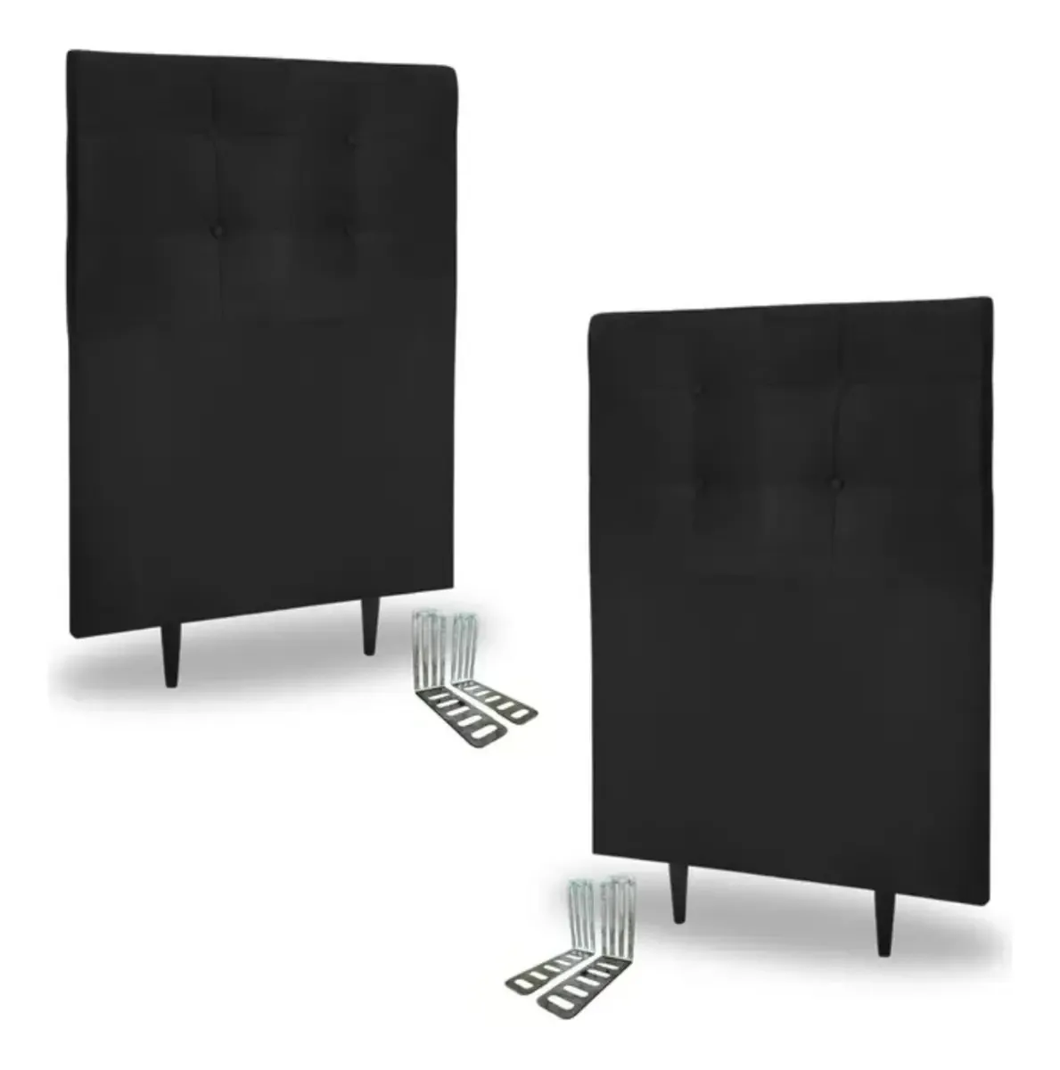 Kit 2 Cabeceiras Solteiro Estofada 90cm Luna Veludo Frames Cor Preto