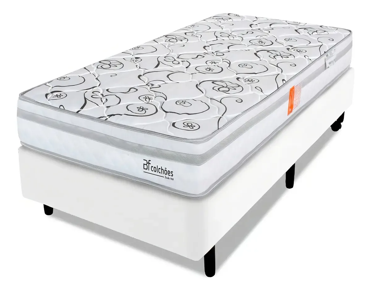 Cama box solteirão com colchão ortopédico firme espuma D28 97x203 m BF Colchões