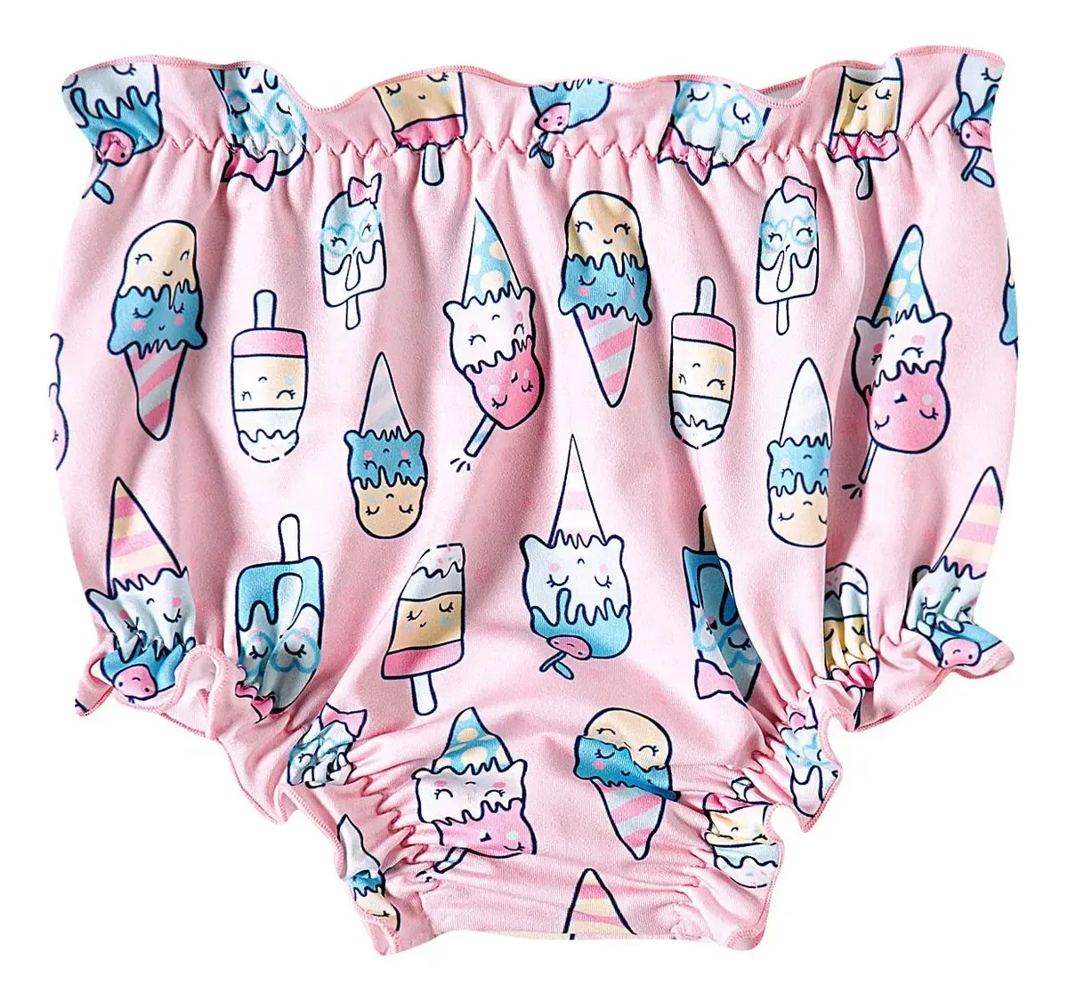 Moda Praia Tip Top Feminino Bebê Até 4 Anos Calcinha Sorvetinho Rosa 6-12m