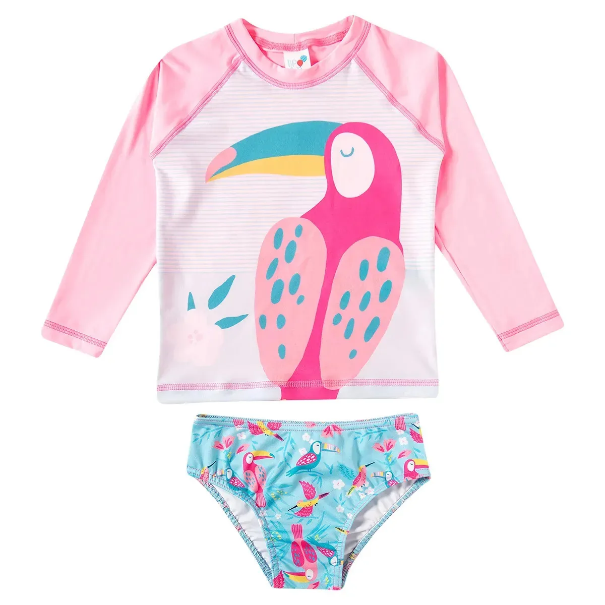 Conjunto Praia Toddler Tucano Elastano Proteção Uv 50+ Rosa 2t Tip Top