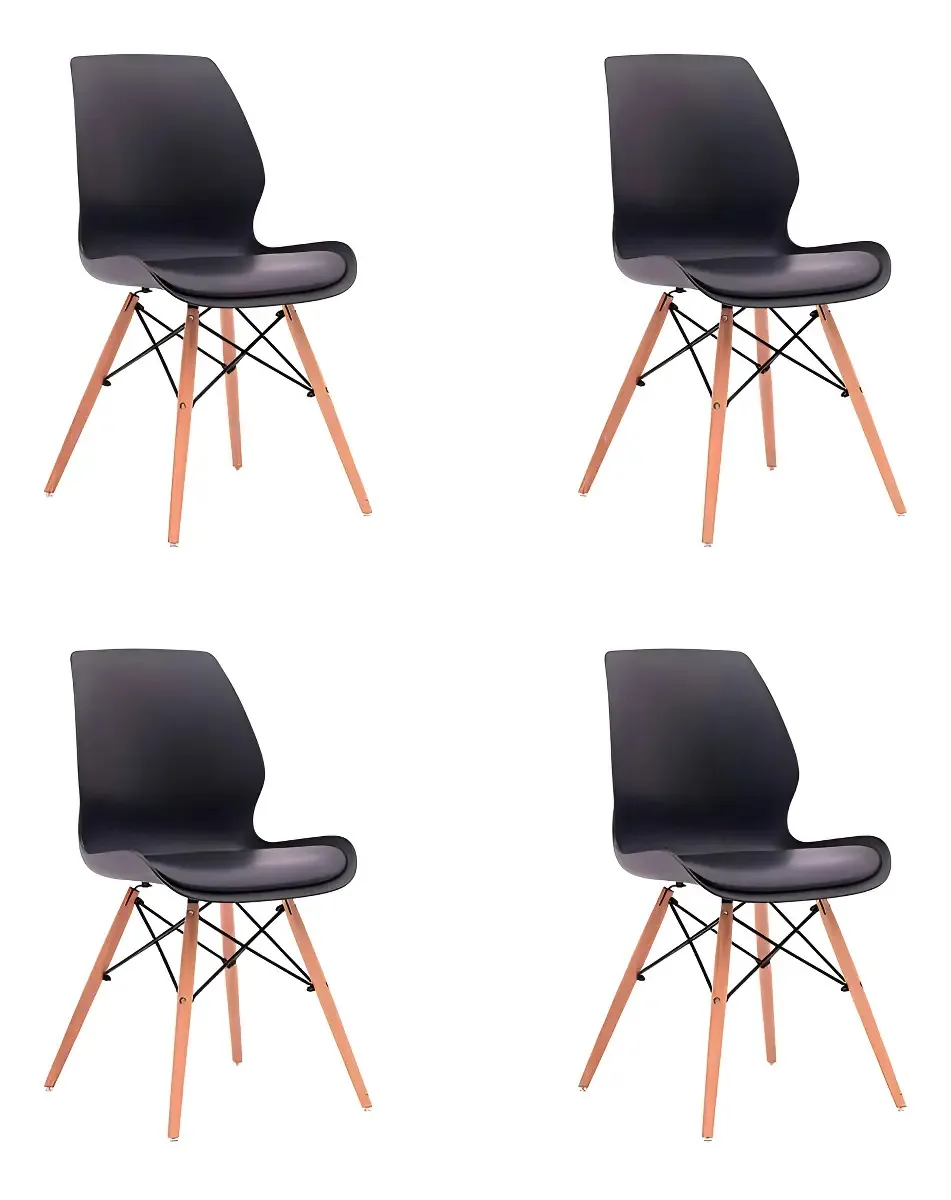 Conjunto Com 4 Cadeiras Eames Eiffel Rubi Preto