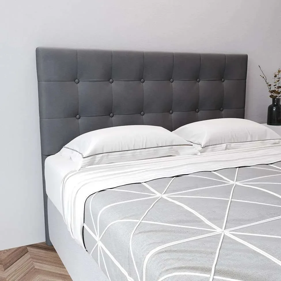 Cabeceira Casal George Suede Grafite