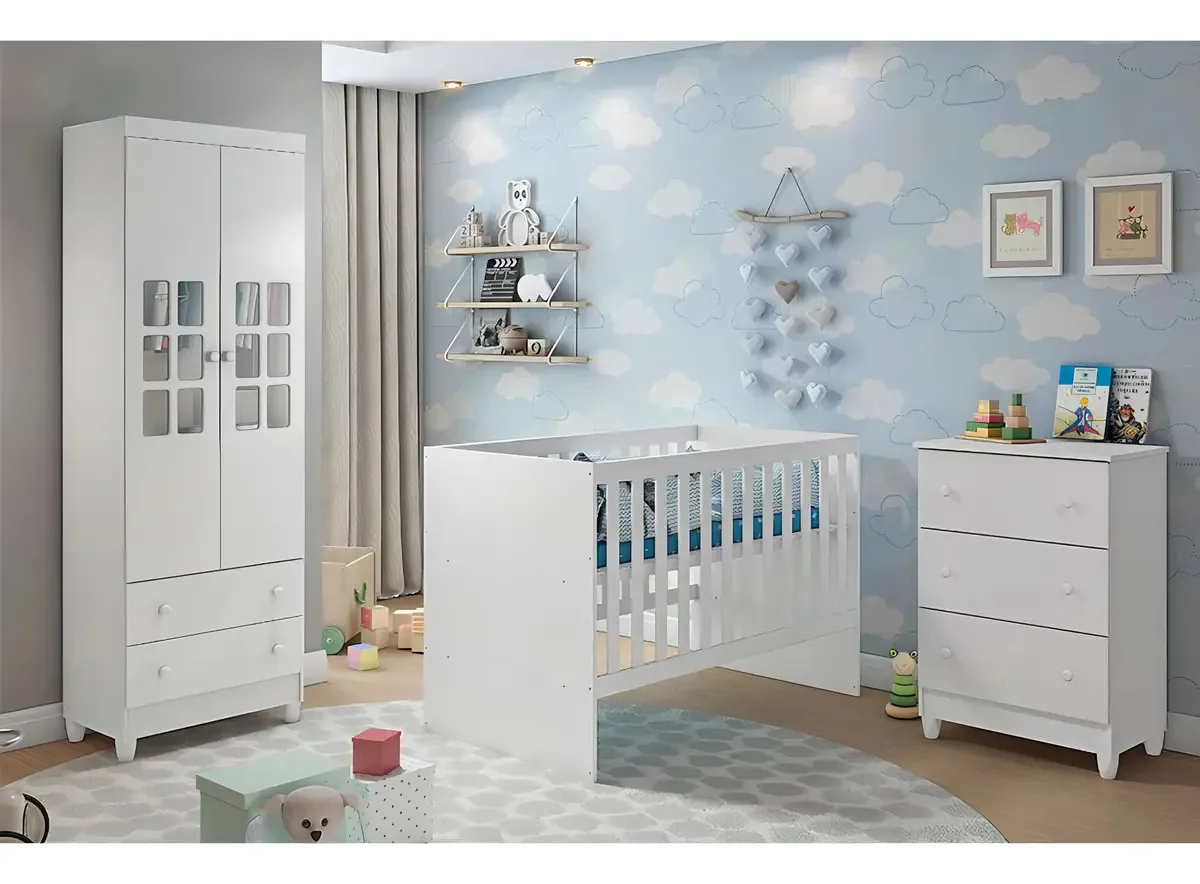 Quarto Infantil Com Colchão Maria Ii 2 Pt 5 Gv Branco