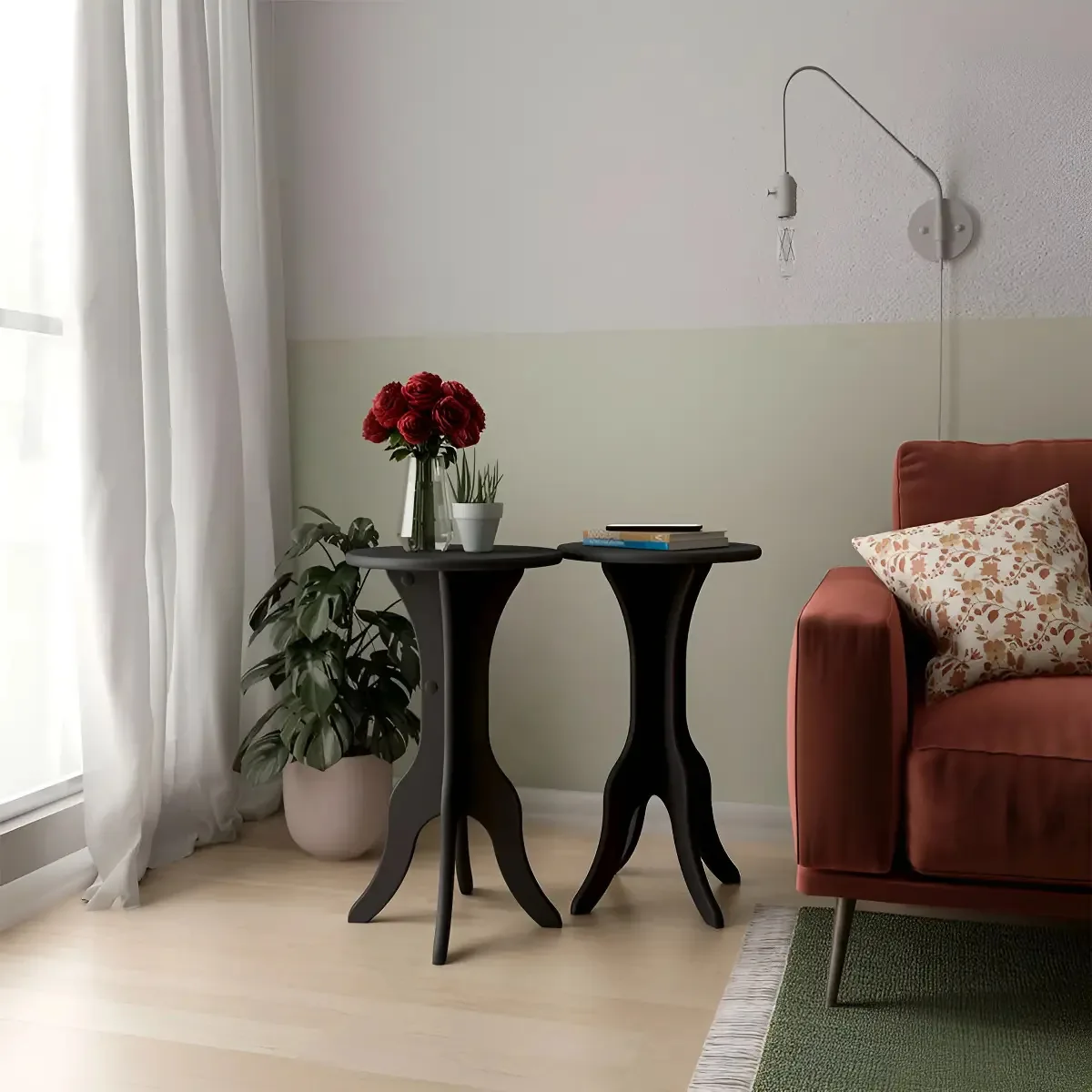 Conjunto Com 2 Mesas Laterais Kin Preto