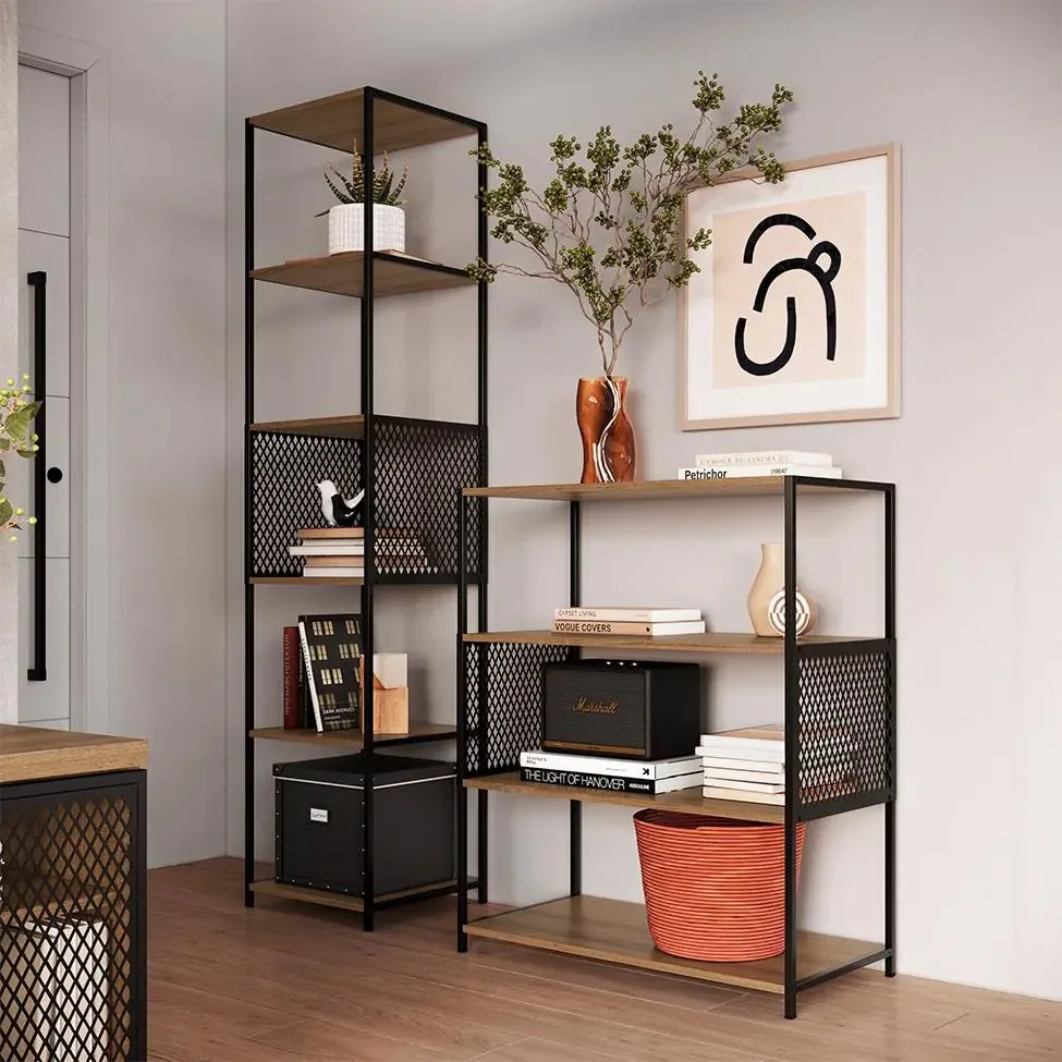 Conjunto De Estantes Paricel 40cm E 77cm Preto E Mel