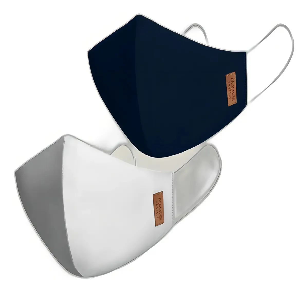 Kit 2 Máscaras Tecido Adulto Tripla Antiviral Malwee Cor Branco/Azul/Marinho