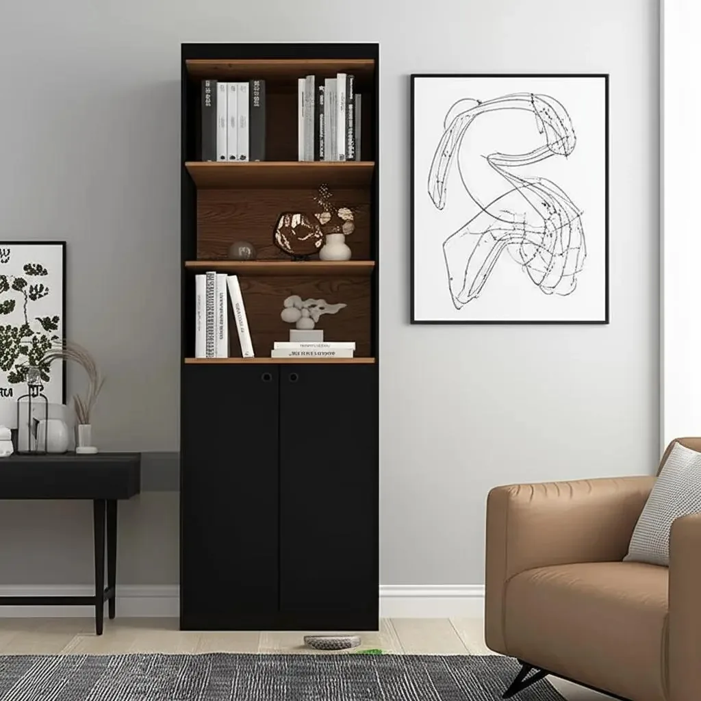 Sapateira Livreiro Luxo Armário Organizador Multiuso 2 Módulos Preto/nature Casa Móveis