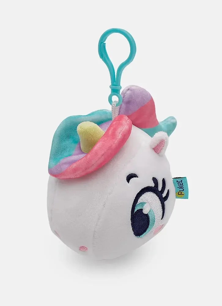 Chaveiro Pelucia Unicornio Com Asas Puket Cor Branco