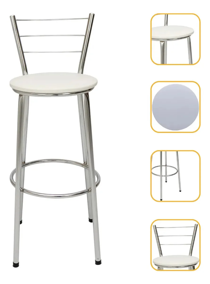 Banqueta Cromado Balcão Cozinha Americana Bancada Bistrô Acabamento Da Estrutura Estrutura Cromada Cor Assento Branco