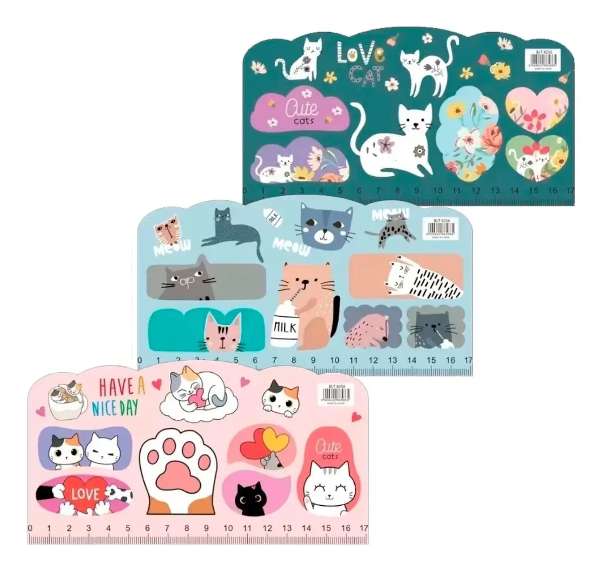 Conjunto De Adesivos E Recadinhos Régua Bloco Post It Fofo Cor 1 Unidade Gatinhos