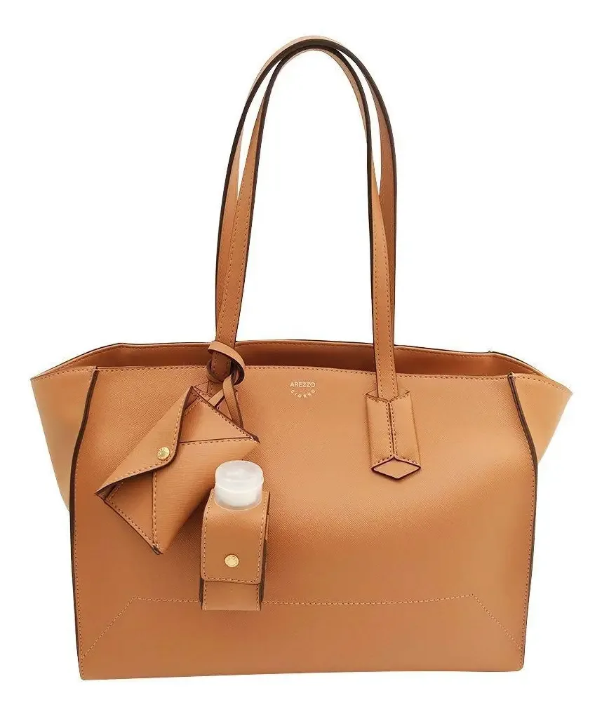 Bolsa Tote Grande Alças Mão Porta Moeda E Álcool Gel