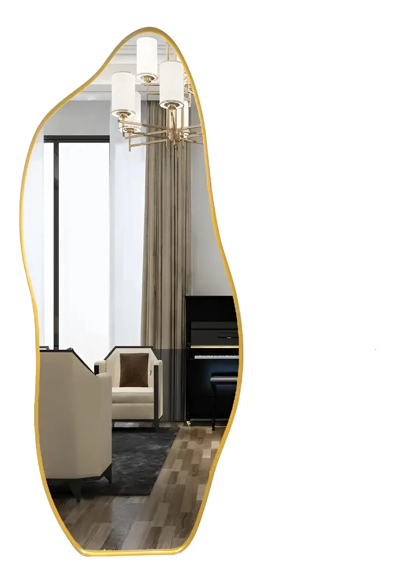 Espelho Orgânico Irregular 150x60cm Dourado Parede Cubas e Gabinetes