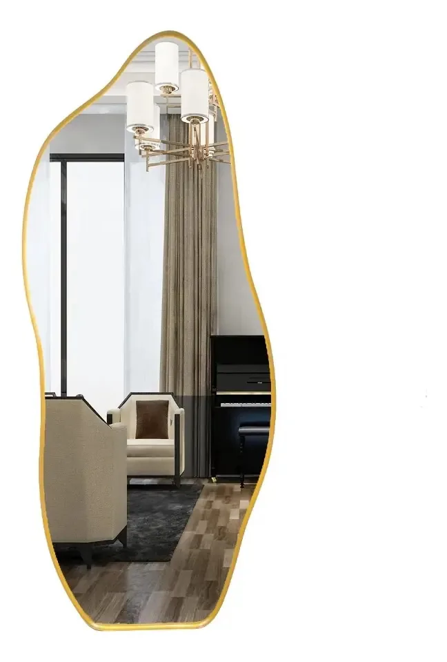 Espelho Orgânico Cubas e Gabinetes Corpo Inteiro Dourado 115x60cm