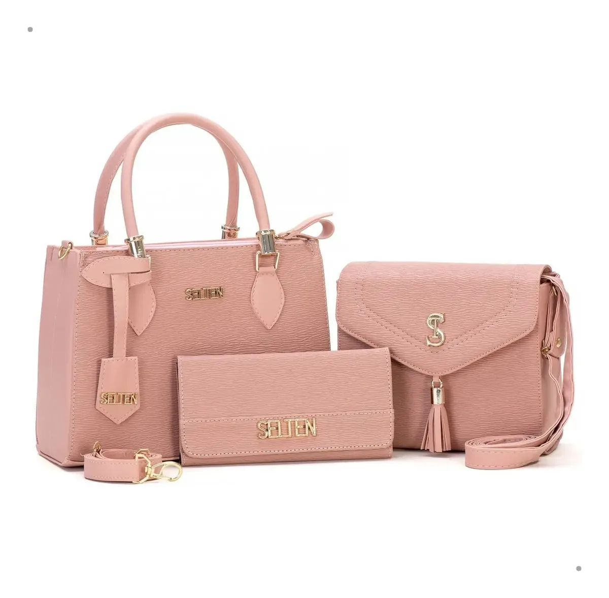 Bolsas Femininas Transversal E Pequena Tiracolo Com Carteira Cor Rosa