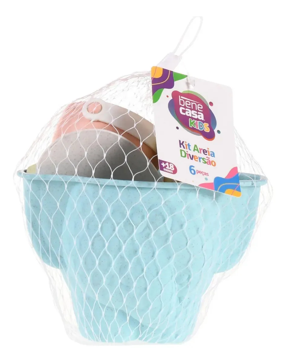 Kit Brinquedos Para Praia 6 Peças Com Baldinho Bene Casa Azu
