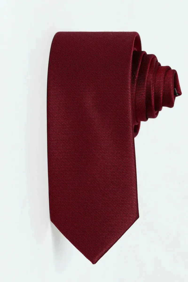 Gravata Jacquard Seda Mini Quadrados Bordeaux Tamanho UN