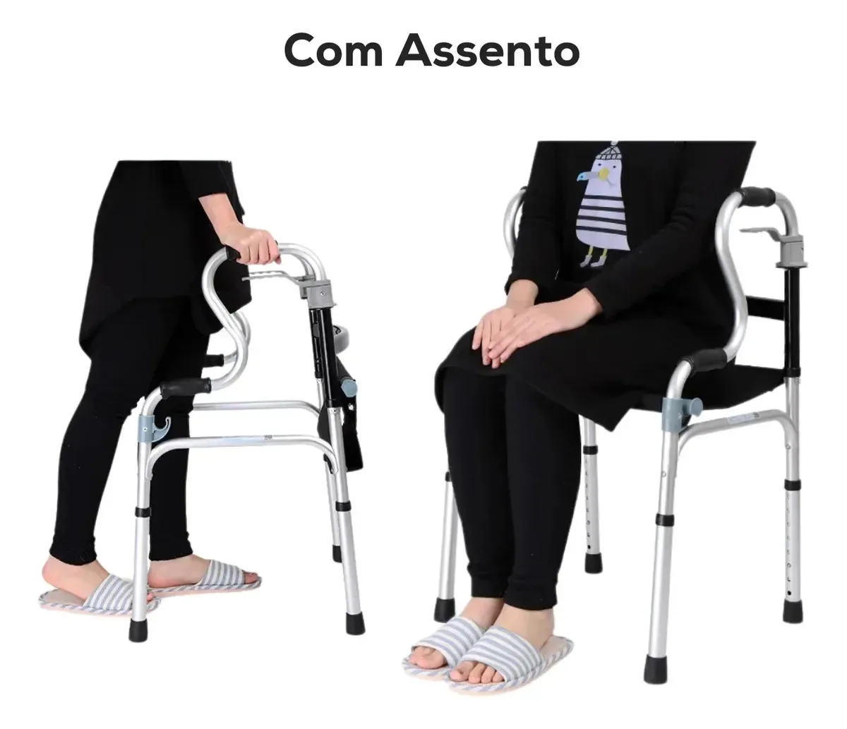 Andador 2 Níveis Com Assento Alumínio Fst8207s