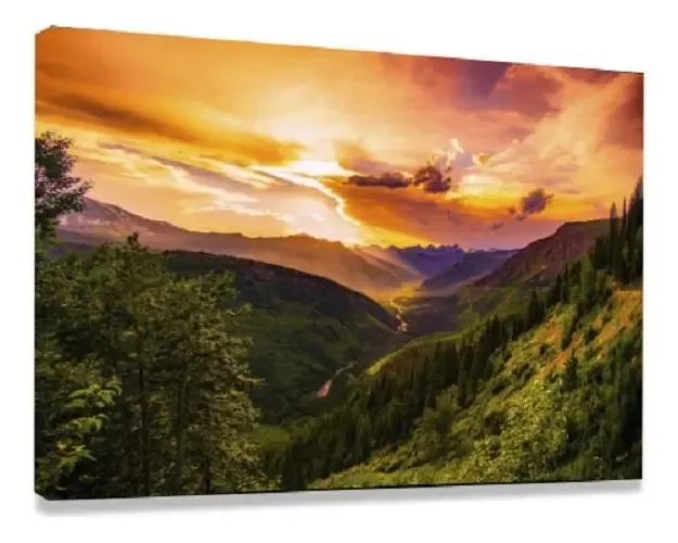 Quadro Decorativo Em Tela Sala E Quarto Pôr Do Sol Montanhas