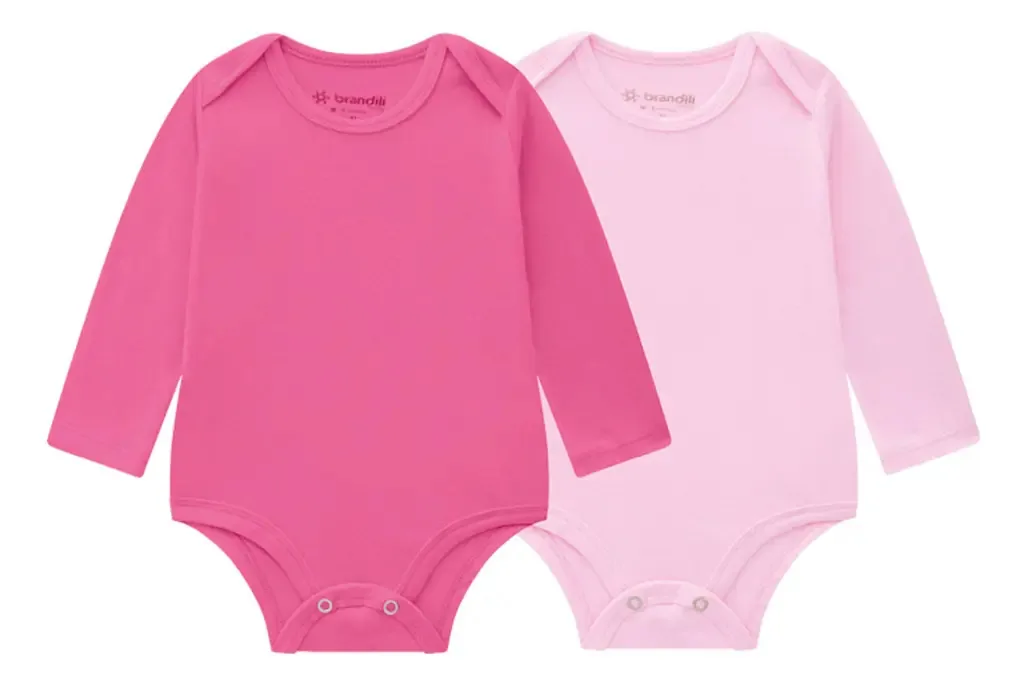 Kit 2 Bodies Bebê Menina Pink/rosa Claro Brandili Cor Rosa Tamanho G
