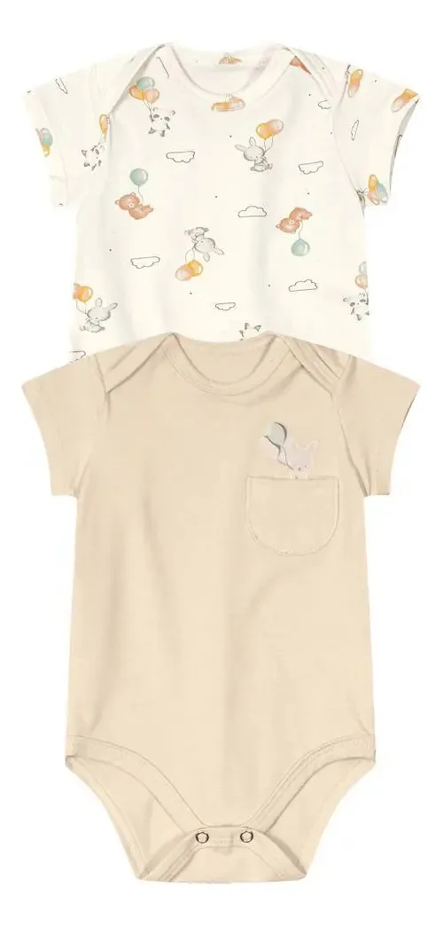 Kit De Bodies De Cotton Brandili Baby - 255350607 Cor Off White Tamanho M