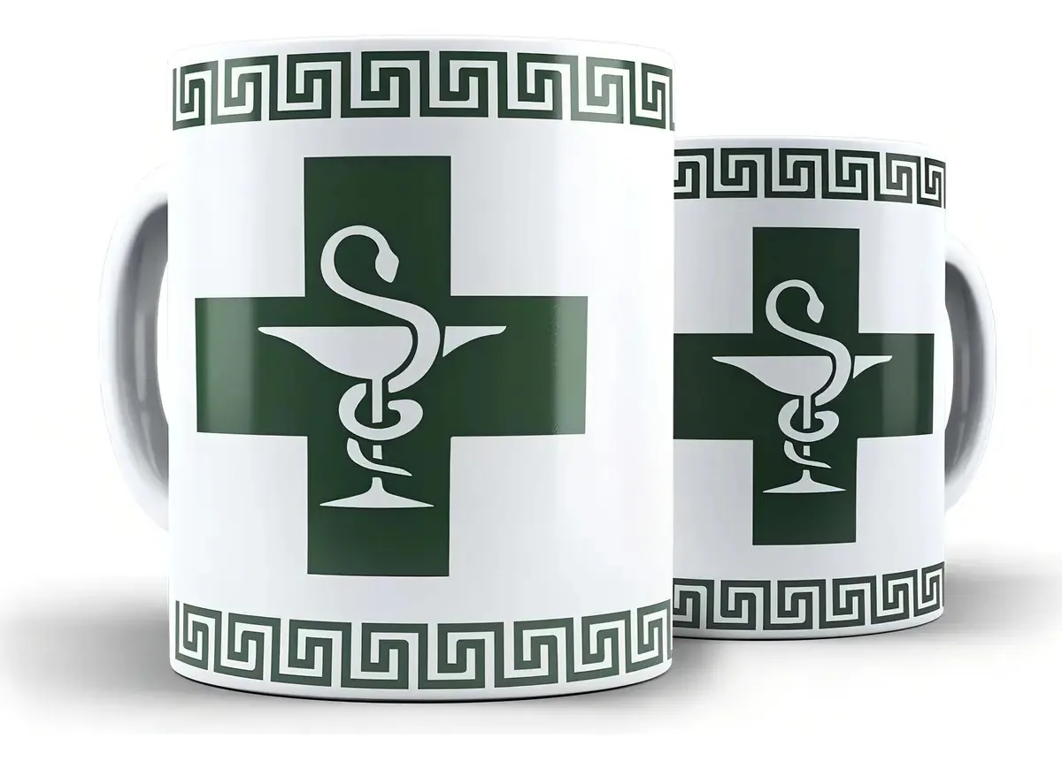 Caneca Cerâmica Símbolo Farmácia 325ml Micro-ondas