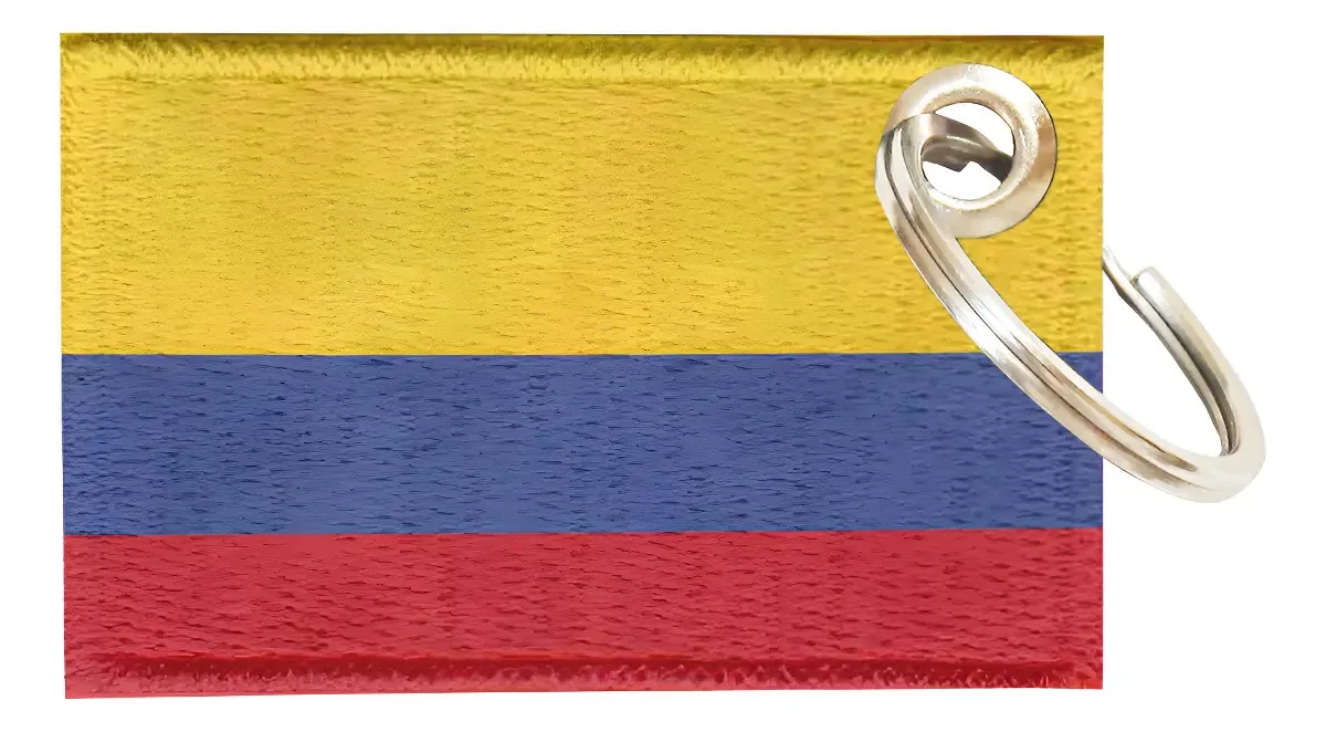 Chaveiro Bordado da Bandeira Colômbia em Náilon, 5.5" x 3.5" – Talysmã Bordados