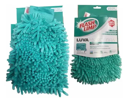 Luva Microfibra Para Lavar Carros E Motos Lavagem Automotiva Cor Verde