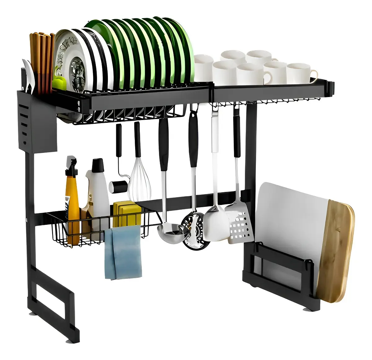 Escorredor De Louça Cozinha Organizador De Pratos Suspenso Modular Porta Copos E Talheres Multifuncional Inox Ak Acessórios