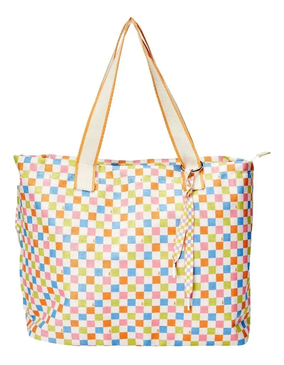 Bolsa Feminina Shopping Good Vibes Xadrez Grande Anacapri Acambamento dos ferragens Sem informação Cor Xadrez Color/Perola/Tangerina/Praia Desenho do tecido Liso