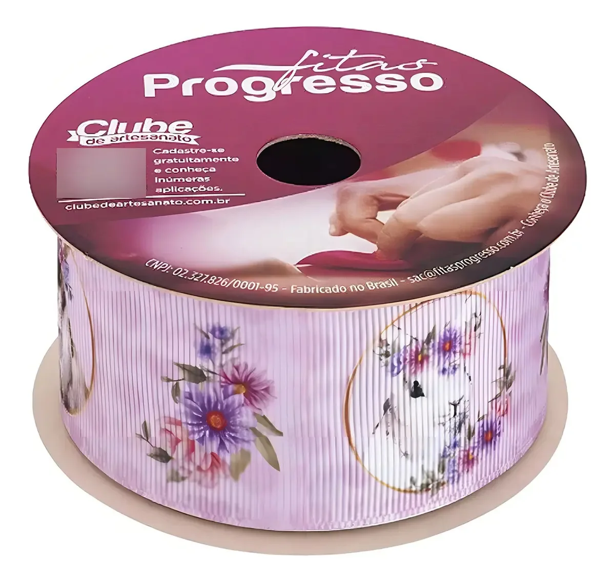 Fita de Cetim Fitas Progresso Poliéster Lilás 3.8 cm x 10 m