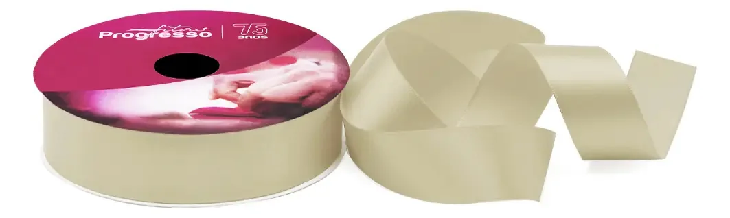 Fita de Cetim Progresso Aveia 30mm 50m para Laços e Artesanatos
