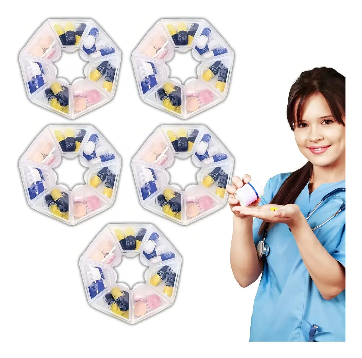 Porta-Comprimidos Diário de Plástico com 7 Compartimentos Doctor Z