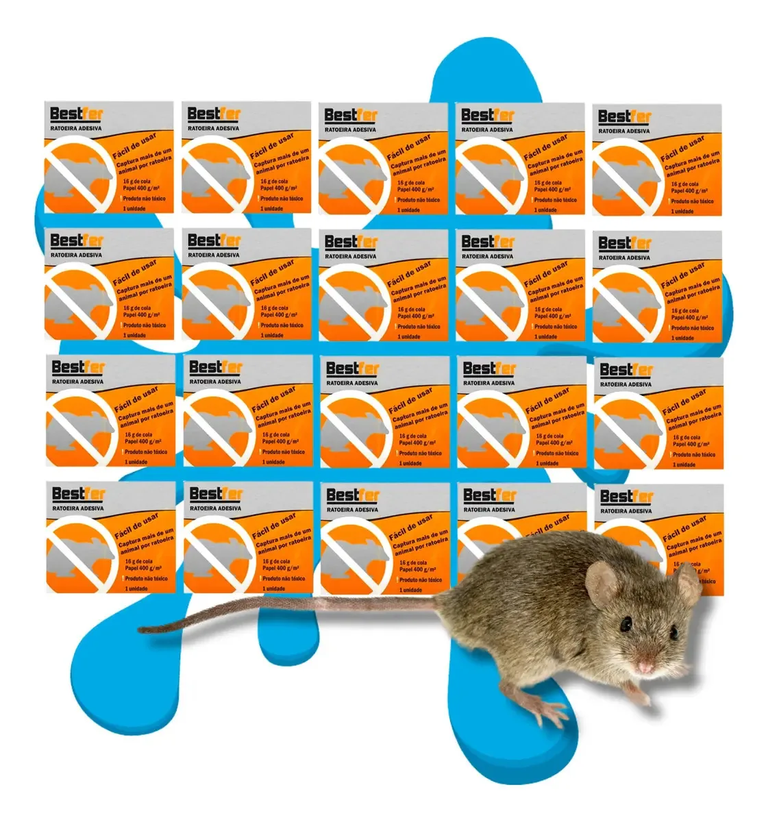 Kit 20 Ratoeira Adesiva Cola Pega Rato Para
